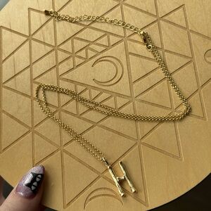 Gold Initial 'H' Necklace 18-21” adjustable